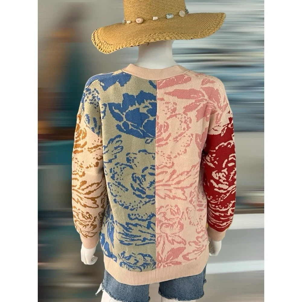 POLAGRAM Button up front print cardigan S M L XL - Picture 6 of 7